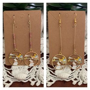 *3 for 20* Chinese Drop Beaded Circle Bunny Earrings